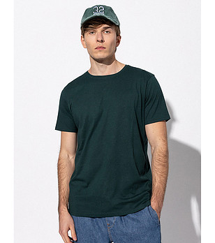 Мъжка памучна тениска в цвят петрол снимка