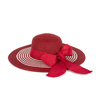 Дамска червена шапка с бели кантове Pineto снимка