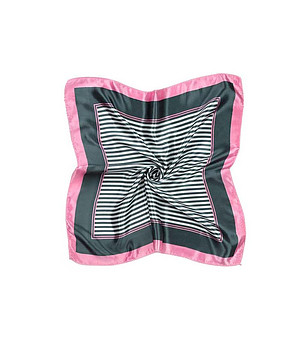 Сатенен дамски шал в сиво и розово Striped снимка