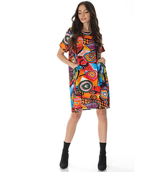 Многоцветна рокля с високо съдържание на памук Kamila снимка