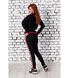 Дамски спортен комплект в черно с червени кантове -1 снимка