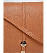 Дамска кожена чанта за рамо в цвят коняк Sarita-2 снимка