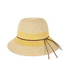 Дамска бежова шапка с жълта лента Piccola-3 снимка