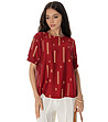 Червена дамска памучна блуза с принт Zaria-0 снимка
