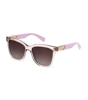 Дамски слънчеви очила с бежови рамки и лилави дръжки снимка