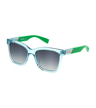 Дамски слънчеви очила със сини рамки и зелени дръжки снимка