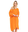 Ленена оversize рокля в оранжево-2 снимка