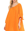 Ленена оversize рокля в оранжево-3 снимка