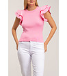 Розова дамска блуза с ефектни ръкави-2 снимка
