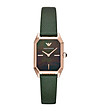 Дамски часовник с розовозлатист корпус с кожена зелена каишка-0 снимка