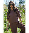 Памучен комплект от блуза и панталон в кафяво Indiasa-3 снимка