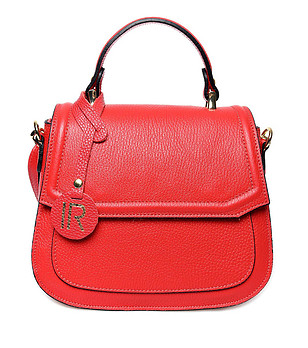 Червена дамска чанта от естествена кожа Ester снимка