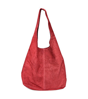 Червена дамска чанта от естествена кожа Livia снимка