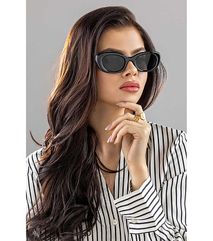 Черни овални дамски слънчеви очила Brielle  снимка