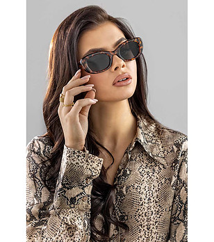 Овални дамски слънчеви очила в цвят хавана Brielle  снимка