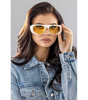 Дамски слънчеви очила с бяла рамка и жълти лещи Peyton  снимка
