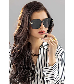 Черни дамски слънчеви очила с квадратни лещи Lydia  снимка