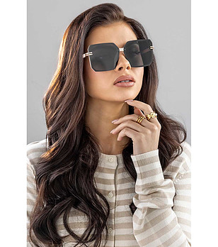 Бежови дамски слънчеви очила с квадратни лещи Lydia  снимка