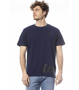 Мъжка памучна тениска в тъмнисин цвят  снимка