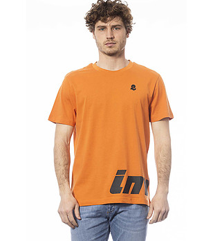 Мъжка памучна тениска в оранжев цвят снимка