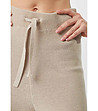 Дамски панталон с памук и лен в бежов цвят Ina-3 снимка