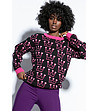 Дамски памучен пуловер в черно и розово Celia-2 снимка