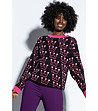 Дамски памучен пуловер в черно и розово Celia-3 снимка