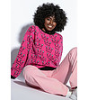 Дамски памучен пуловер в розово и черно Celia-0 снимка