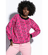 Дамски памучен пуловер в розово и черно Celia-2 снимка