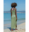 Дълга памучна дамска рокля в пясъчен нюанс Jelena-3 снимка