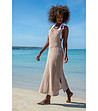 Ефектна памучна ажурена рокля в пясъчен нюанс Jelena-4 снимка