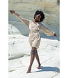 Бежова дамска рокля с високо съдържание на памук Kolet-0 снимка