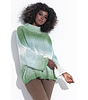 Дамски пуловер в зелено и бяло с омбре ефект  Angelika-2 снимка