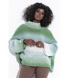 Дамски пуловер в зелено и бяло с омбре ефект  Angelika-4 снимка