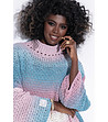 Дамски пуловер с мохер в синьо и розово Angelika-3 снимка