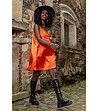 Ефектна сатенирана рокля в оранжев нюанс Amadu-3 снимка