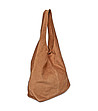 Дамска чанта от естествена кожа в цвят коняк Livia-1 снимка