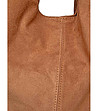 Дамска чанта от естествена кожа в цвят коняк Livia-2 снимка