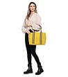 Дамска чанта в жълто от естествен велур Zira-4 снимка