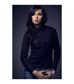 Елегантна Черна Риза с Панделки снимка
