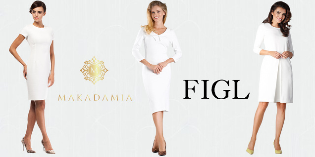 Елегантна с рокля в бяло и екрю снимка