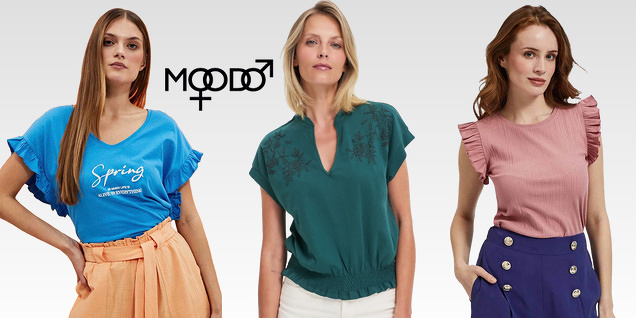 Moodo - едноцветни блузи с къс ръкав снимка