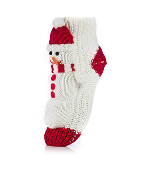 Дамски чорапи в червено и бяло Снежен човек снимка