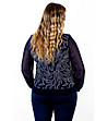 Тъмносиня дамска блуза с бежов принт Foresta-1 снимка