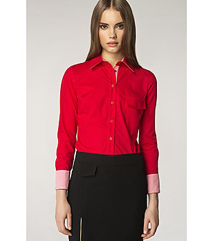 Дамска червена риза с джоб Gardenia снимка