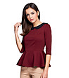 Дамска блуза в цвят бордо с пеплум Lora-0 снимка