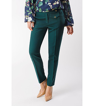 Тъмнoзелен дамски панталон снимка