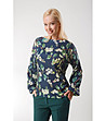 Дамска блуза в тъмносиньо с флорален принт Lavoni-0 снимка