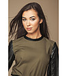 Зелена дамска блуза с черни детайли Cammie-2 снимка