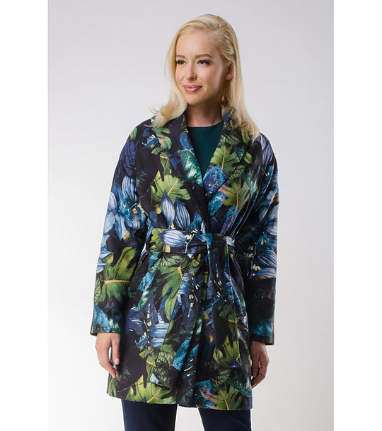 Дамско палто в тъмносиньо с флорален принт Zosia снимка